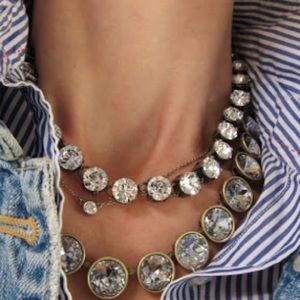 JCrew Swarovski crystal dot necklace in Silver